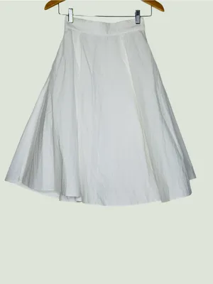 Uniqlo White Flowy Midi Skirt A-Line Swing Skirt Minimalist Summer Skirt Size XS thumbnail 3