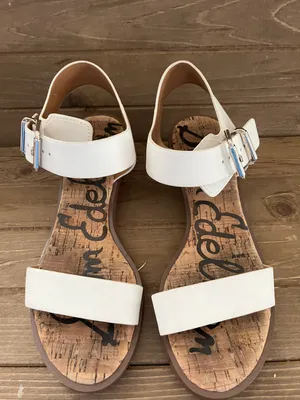 Sam Edelman Trixie Gold Heel Ivory Colored Sandals size 7 thumbnail 2