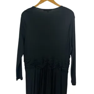 Boden Womens Mabel Jersey Dress 16L Black Ruched Knee Length Minimalist thumbnail 5