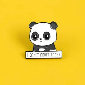 Panda I Can’t‎ Adult Today Brooch Pin Enamel Black/White thumbnail 9