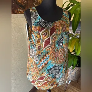 EUC Bobeau SOUTHWESTERN STYLE TANK TOP CHIFFON STYLE SZ M thumbnail 2