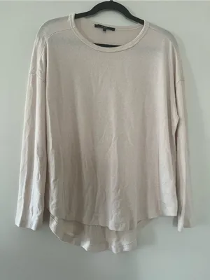 Quince Pink Lightweight Crewneck Sweater Medium Balletcore Capsule Wardrobe Cozy thumbnail 1