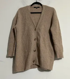 Quince Mongolian Cashmere Oversized Tan Cardigan Sweater Small Minimal Neutral thumbnail 1