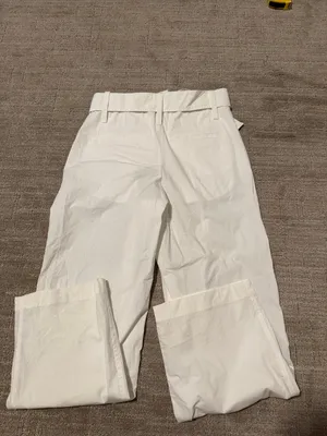 Zara White High-Waist Tie Belt Wide-Leg Cropped Pants sz S thumbnail 5