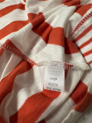 Thyme+Honey Cotton Oversized Red and White Crewneck Top SZ L Coastal thumbnail 9