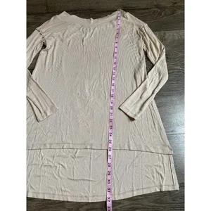 EUC Womens Miss Me Ribbed Stretchy Long‎ Sleeve Tan Top Tunic Side Split Size S thumbnail 7