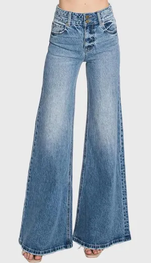 Petra153 Vintage High Waisted Stretch Wide Leg Jeans Size 29 thumbnail 1