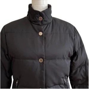 Talbots Puffer Coat Jacket Black Reversible Brown Down Puffer Medium Petite thumbnail 3
