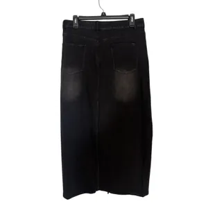 NWT Halara Black Flex Denim Maxi Skirt Buckle Slit L Utility Goth Grunge thumbnail 2