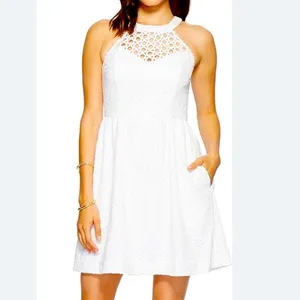 White Eyelet Lily Pulitzer Dress with pockets thumbnail 6