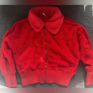 Free People Cozy Up Cardigan in High Risk Red Size Large thumbnail 4
