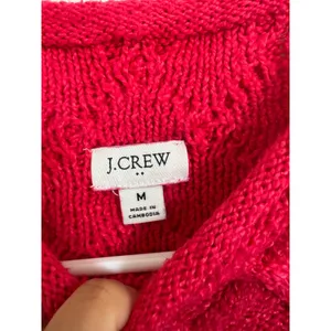 J.Crew hot pink roll neck cable knit sweater size medium thumbnail 2