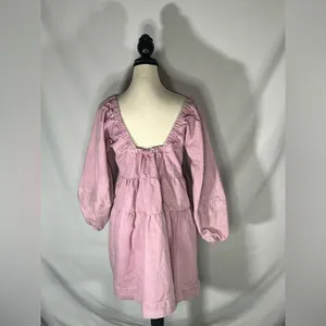 Free People Sunray Tiered Puff Sleeve Cotton Mini Dress Medium thumbnail 4