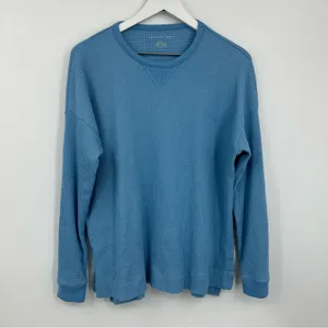 American Eagle Outfitters Blue Boho Thermal Long Sleeve Shirt Size Medium Fall thumbnail 2