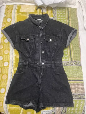 Vintage Black Denim Button Romper thumbnail 3