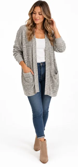 Abercrombie & Fitch Gray 100% Cotton Oversize Open Front Cardigan Sweater Medium thumbnail 1