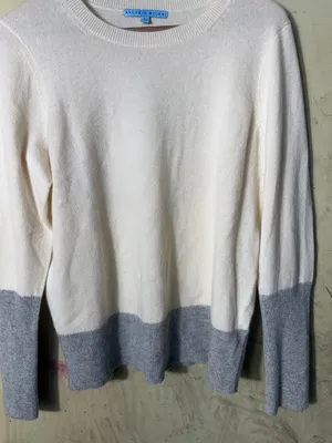 Antonio Melani 100% Cashmere Colorblock Crewneck Sweater Size Large Minimalist thumbnail 4
