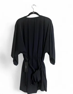 Lulus Pants Sz M V-Neck Romper with Waist Tie Wrap Front Dolman Sleeves Sexy thumbnail 6