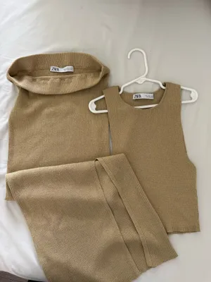 Metallic Gold Thread ZARA Top & Skirt Set thumbnail 3