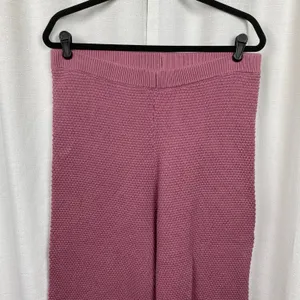Free People Rose Pink Hailee Sweater Waffle Knit Wide Leg Cropped Pants Sz.L thumbnail 5