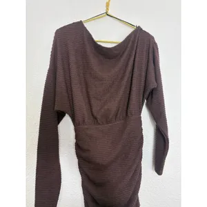 Showpo Alyce Mini Dress Size 4 Brown Ruched Off Shoulder Textured Knit thumbnail 10