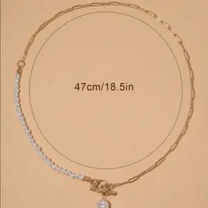 Natural Ocean Pearl Pendant Charm Natural Pearls gold chain necklace toggle clsp thumbnail 4