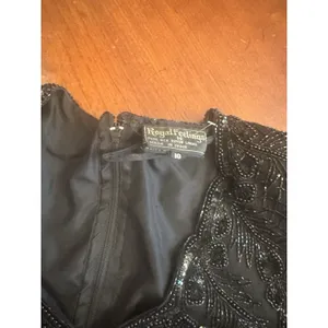Royal Feelings VTG 80s SILK SEQUIN Dress Flapper 1920s Inspired Black size 10 thumbnail 11