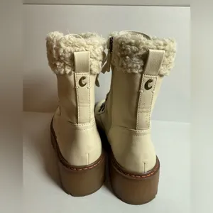 NEW CIRCUS SAM EDELMAN Ivory Shearling Combat Boots size 8 thumbnail 6