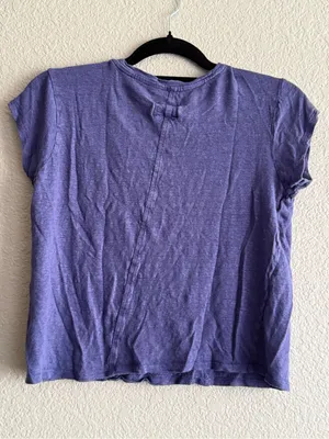 Sigrid Olsen 100% Linen Purple V Neck Short Sleeve Casual Top Blouse Size Medium thumbnail 7