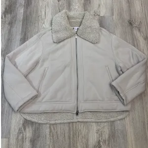 Athleta Westbound Sherpa Jacket Abalone Grey/Cream Full‎ Zip Plus Size 1X thumbnail 2