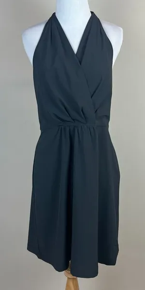 Athleta Halter Dress Womens 8 Black Athletic Go Anywhere Sundress Smocked Padded thumbnail 1