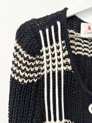 Laureate Lane Cardigan Size‎ XL Wool Striped Chunky Rope Tie Sweater Retro Boho thumbnail 8