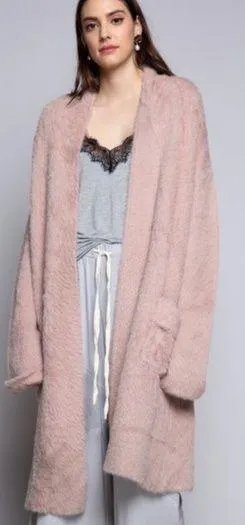 NEW POL Blush Long Mohair Cardigan thumbnail 1
