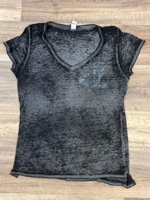 Harley Davidson Acid Wash Skull V Neck Tee Shirt Women’s XL thumbnail 1