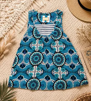 Meadow Rue Anthropologie Blue Medallion Print Layered Tank‎ Top XS thumbnail 1
