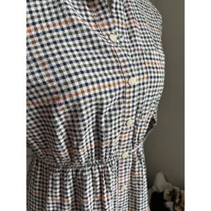 Plaid Mini Shirt Dress Gingham Ruffle Hem Button Down Long Sleeve Tiered Casual thumbnail 3
