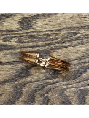 NEW Rhinestone Double Split Band Hinged Open Cuff Bracelet Rose Gold / Clear thumbnail 4
