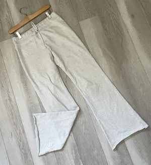 Brandy Melville Sweatpants cotton low rise wide leg womens Gray one size lounge thumbnail 1