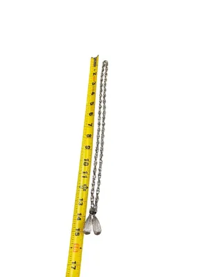 Vintage silver tone rope tasseled Lariat 29" statement chain necklace SKU 10-754 thumbnail 11
