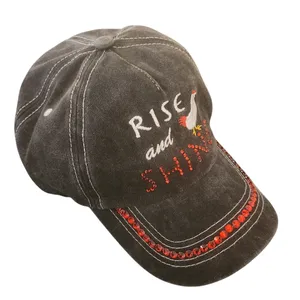 Rise and Shine Rooster Mineral Washed Black Baseball Hat thumbnail 1