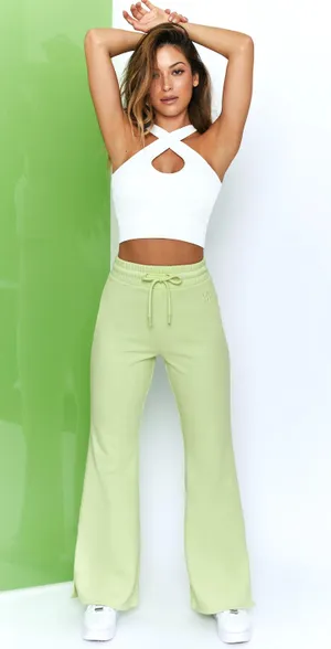 Bo & Tee Wide Leg Sweatpants - Lime  thumbnail 1