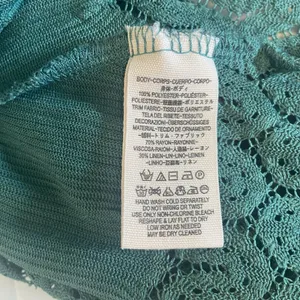 Free People Fire Island Blouse‎ Crochet Top 3/4 Sleeve Knit Green size M Boho thumbnail 9
