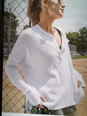 Offline By Aerie Wow Waffle Henley T Shirt Long Sleeve Thumbholes Womens S/P thumbnail 1