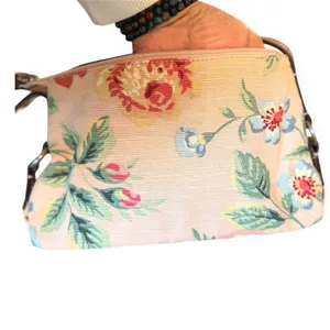 Fossil Floral‎ Canvas Baguette Shoulder Bag Leather Trim Y2K VTG Boho Feminine thumbnail 8