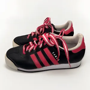 Adidas Samoa W9 M7.5 Black Pink Leather Sneakers White Toe Retro‎ Low Top Shoes thumbnail 2