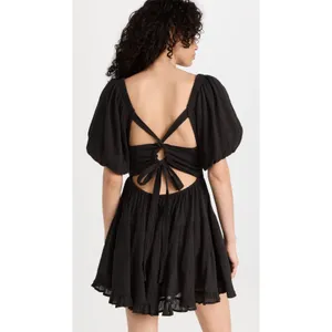 Free People Women's Perfect Day Cotton Mini Dress Black size Medium Open back thumbnail 3