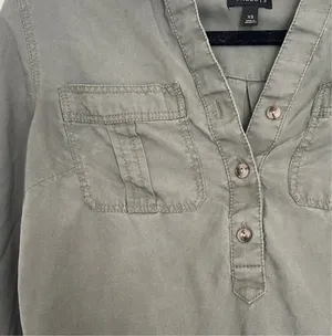 Olive Green Button-Up Blouse thumbnail 4