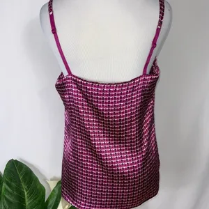 New York & Co Vibrant Purple Print Satin Adjustable Strap Tank Top S thumbnail 5