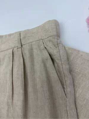 Abercrombie & Fitch Sloane Linen Blend Tailored Wide Leg Pant Tan Ecru Beige thumbnail 6