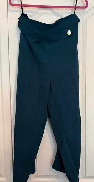 BloomChic High-Waist Teal Wide Leg Pants thumbnail 1
